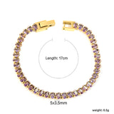 5*3.5mm Oval White/Purple/Red/Pink/Aquamarine/Mixed Color Genuine Zirconium Clasp Bracelet 17cm Steel/Gold