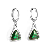 Boucles d'oreilles puces cercle 2x13 mm avec triangle diamant vert