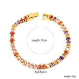 5*3.5mm Oval White/Purple/Red/Pink/Aquamarine/Mixed Color Genuine Zirconium Clasp Bracelet 17cm Steel/Gold