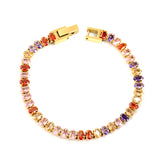 5*3.5mm Oval White/Purple/Red/Pink/Aquamarine/Mixed Color Genuine Zirconium Clasp Bracelet 17cm Steel/Gold