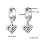 3x12.6mm circle with heart-shaped white clay diamond stud earrings