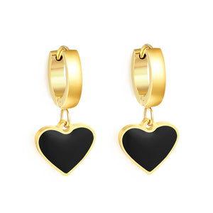 3x12.6mm circle with heart-shaped oil drop earrings