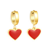 3x12.6mm circle with heart-shaped oil drop earrings