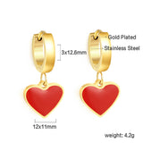 3x12.6mm circle with heart-shaped oil drop earrings