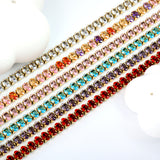 5*3.5mm Oval White/Purple/Red/Pink/Aquamarine/Mixed Color Genuine Zirconium Clasp Bracelet 17cm Steel/Gold