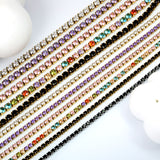 2mm/3mm round purple/pink/mixed/black crystal/white zirconium clasp bracelet 17cm steel/gold color