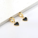 Pendientes circulares de 3x12,6 mm con gotas de aceite en forma de corazón