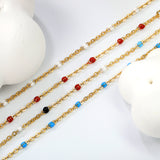 White/Red/Blue/Mixed Color Dot Drip Bracelet 17+3cm+6mm Round Tail Tag Gold