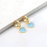 Pendientes circulares de 3x12,6 mm con gotas de aceite en forma de corazón