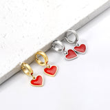 3x12.6mm circle with heart-shaped oil drop earrings