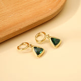 Pendientes circulares de 2x13 mm con diamantes verdes triangulares