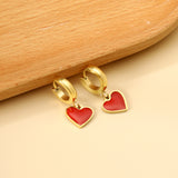 3x12.6mm circle with heart-shaped oil drop earrings