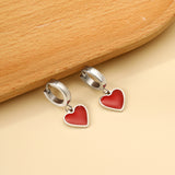 3x12.6mm circle with heart-shaped oil drop earrings