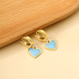 Pendientes circulares de 3x12,6 mm con gotas de aceite en forma de corazón