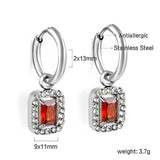 Boucles d'oreilles cercle 2x13mm avec diamant rectangulaire + créoles diamant blanc