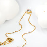 5.3mm Round with White Zirconium Accessories Bracelet 17+3cm+6mm Round End Plaque Gold Color