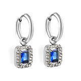 Boucles d'oreilles cercle 2x13mm avec diamant rectangulaire + créoles diamant blanc