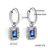 Boucles d'oreilles cercle 2x13mm avec diamant rectangulaire + créoles diamant blanc