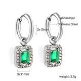 Boucles d'oreilles cercle 2x13mm avec diamant rectangulaire + créoles diamant blanc