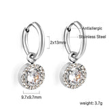 2x13mm circle with round diamond + white diamond hoop earrings