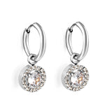 Boucles d'oreilles cercle 2x13mm avec diamant rond + créoles diamant blanc