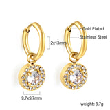 Boucles d'oreilles cercle 2x13mm avec diamant rond + créoles diamant blanc