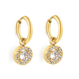 Boucles d'oreilles cercle 2x13mm avec diamant rond + créoles diamant blanc