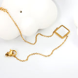 10.6mm Bead Edge Square Sticky White Shell Bracelet 17+3cm+6mm Round Tail Plaque Gold Color