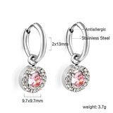 2x13mm circle with round diamond + white diamond hoop earrings