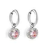 Boucles d'oreilles cercle 2x13mm avec diamant rond + créoles diamant blanc