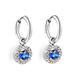 Boucles d'oreilles cercle 2x13mm avec diamant rond + créoles diamant blanc