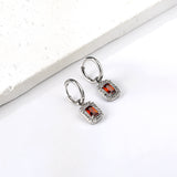 Boucles d'oreilles cercle 2x13mm avec diamant rectangulaire + créoles diamant blanc