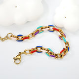 Thick 2*W7.7*H11mm Mixed Color Drops Accessories Buckle Bracelet 17+3+6mm Round Tail Plaque Golden