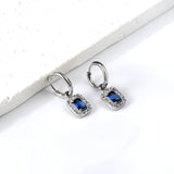 Boucles d'oreilles cercle 2x13mm avec diamant rectangulaire + créoles diamant blanc