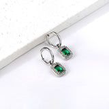 Boucles d'oreilles cercle 2x13mm avec diamant rectangulaire + créoles diamant blanc