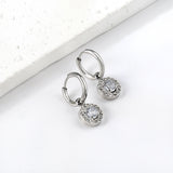 Boucles d'oreilles cercle 2x13mm avec diamant rond + créoles diamant blanc