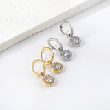 2x13mm circle with round diamond + white diamond hoop earrings