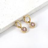 2x13mm circle with round diamond + white diamond hoop earrings