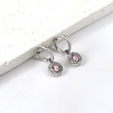 Pendientes aro círculo 2x13mm con diamante redondo + diamante blanco