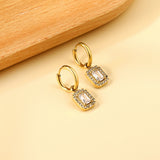 Boucles d'oreilles cercle 2x13mm avec diamant rectangulaire + créoles diamant blanc