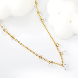 3+4+5mm round white zirconia necklace cross chain 40+5cm+6mm round plate Gold color