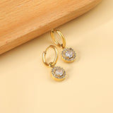 2x13mm circle with round diamond + white diamond hoop earrings