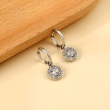 Boucles d'oreilles cercle 2x13mm avec diamant rond + créoles diamant blanc