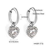 Boucles d'oreilles cercle 2x13mm avec diamant coeur + créoles diamant blanc