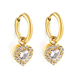 2x13mm circle with heart-shaped diamond + white diamond hoop earrings