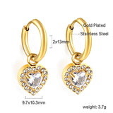 2x13mm circle with heart-shaped diamond + white diamond hoop earrings