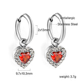 2x13mm circle with heart-shaped diamond + white diamond hoop earrings