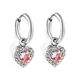 2x13mm circle with heart-shaped diamond + white diamond hoop earrings