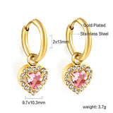 2x13mm circle with heart-shaped diamond + white diamond hoop earrings