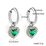 2x13mm circle with heart-shaped diamond + white diamond hoop earrings